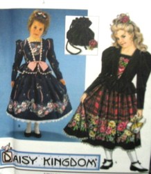 9234 Simplicity Daisy Kingdom  INSET PEPLUM TIE FLARE DRESS, SLIP, PURSE PATTERN 3-6, 7-12 or 8-14 choice uncut